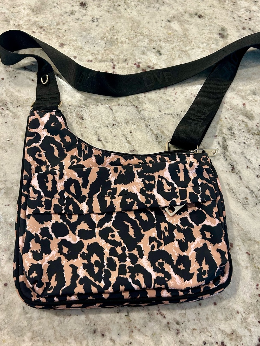 Diane Von Furstenberg x Target Black and Pink Leopard Print Crossbody Bag
